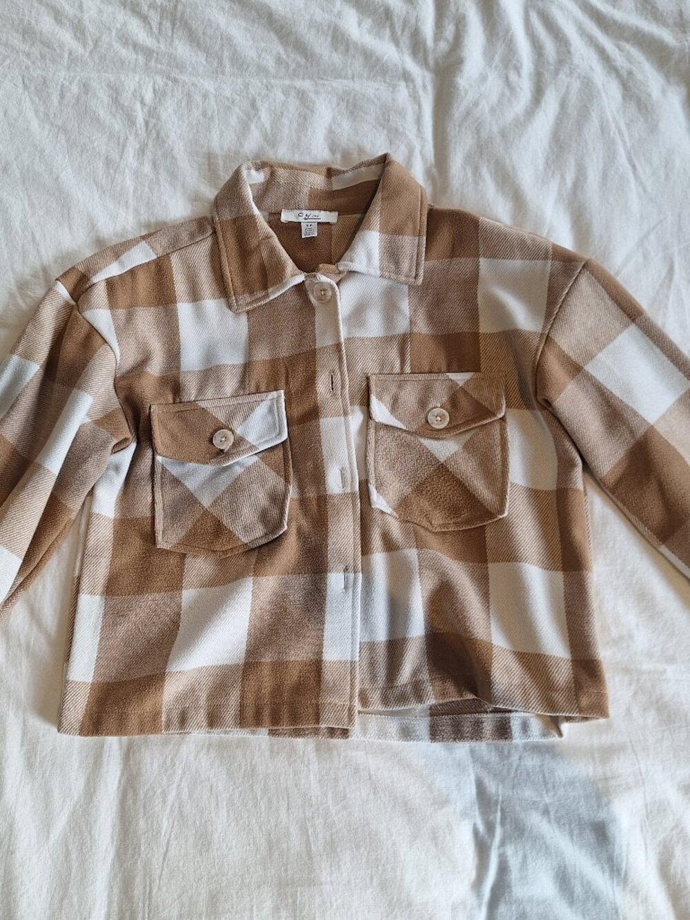 Plaid light brown and white jacket